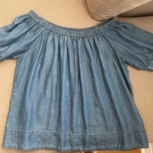 Kate Spade off-the-shoulder soft cotton denim top. Size medium.